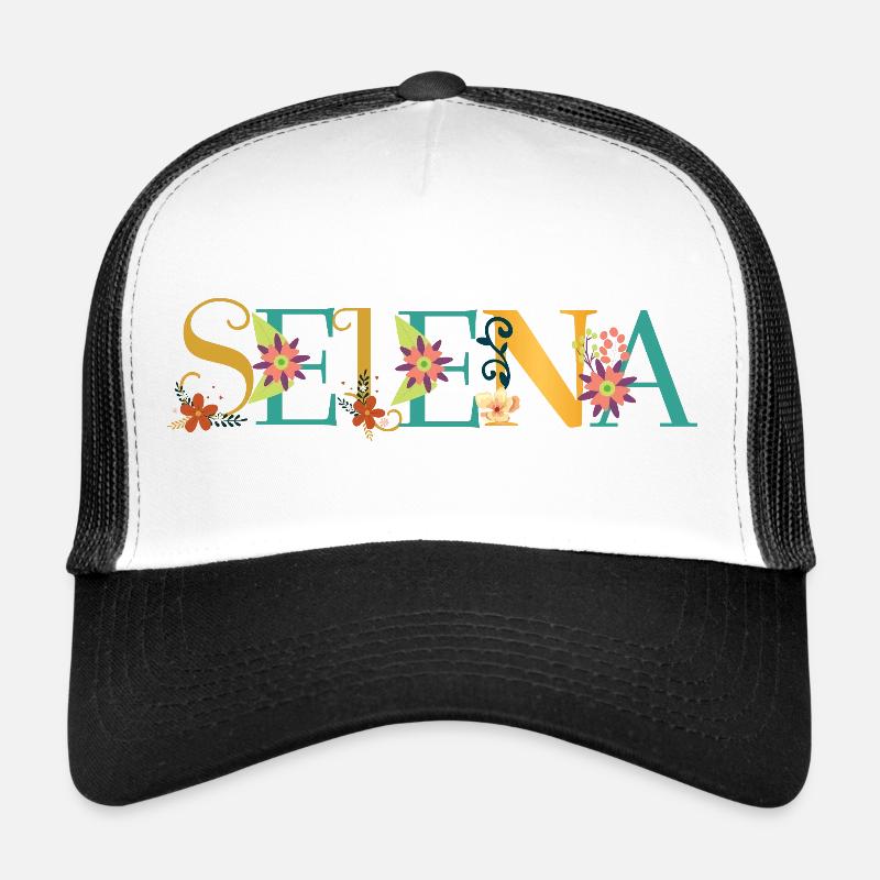 SELENA Namenskunst mit gestickten Blumen Trucker Cap