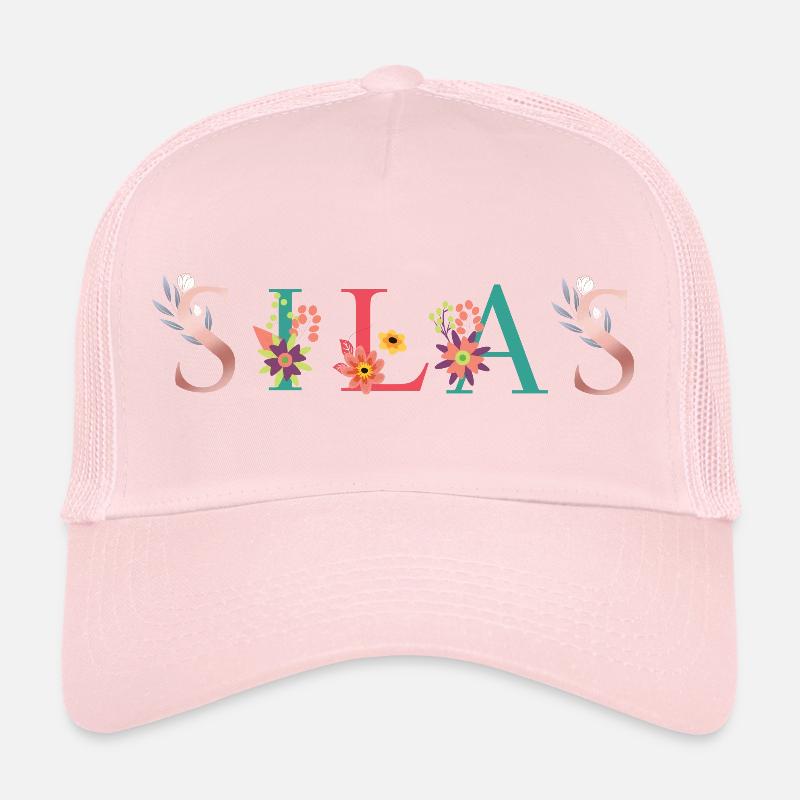 SILAS Name Art avec fleurs brodées Casquette trucker 