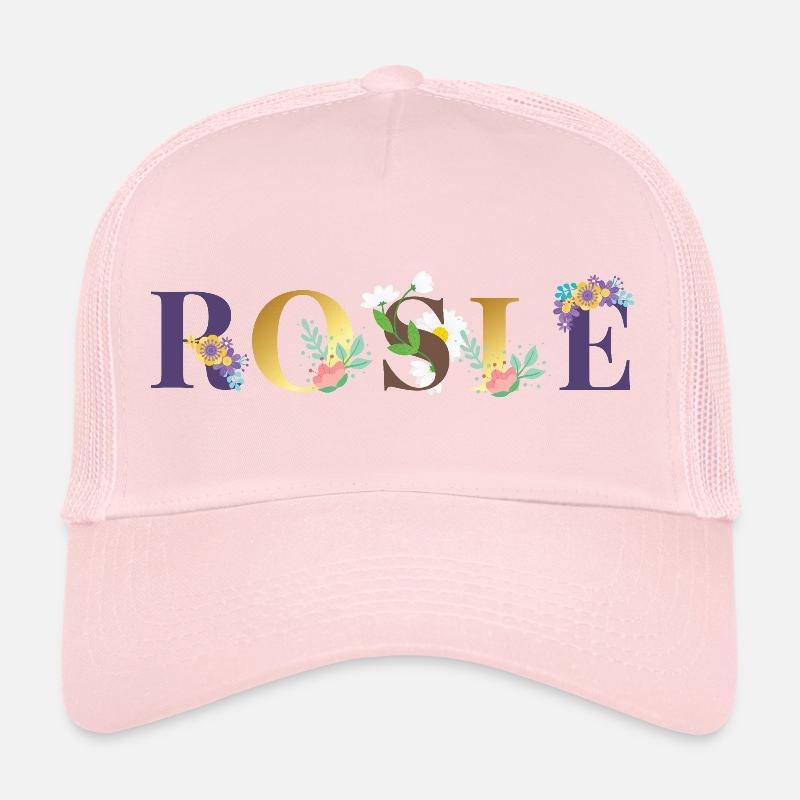 Art du nom ROSIE avec des fleurs brodées Casquette trucker 