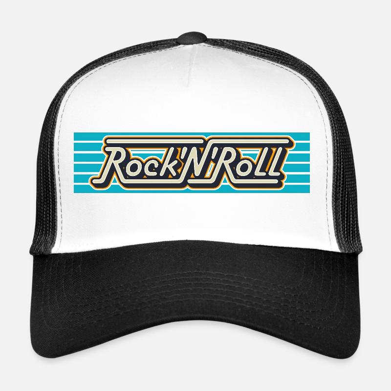 Rock 'n' Roll Retro-Typografie-Logo - Trucker Cap - Weiß/Schwarz