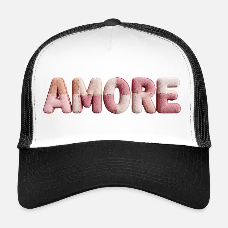 Patchwork de design de police romantique Amore Casquette trucker 