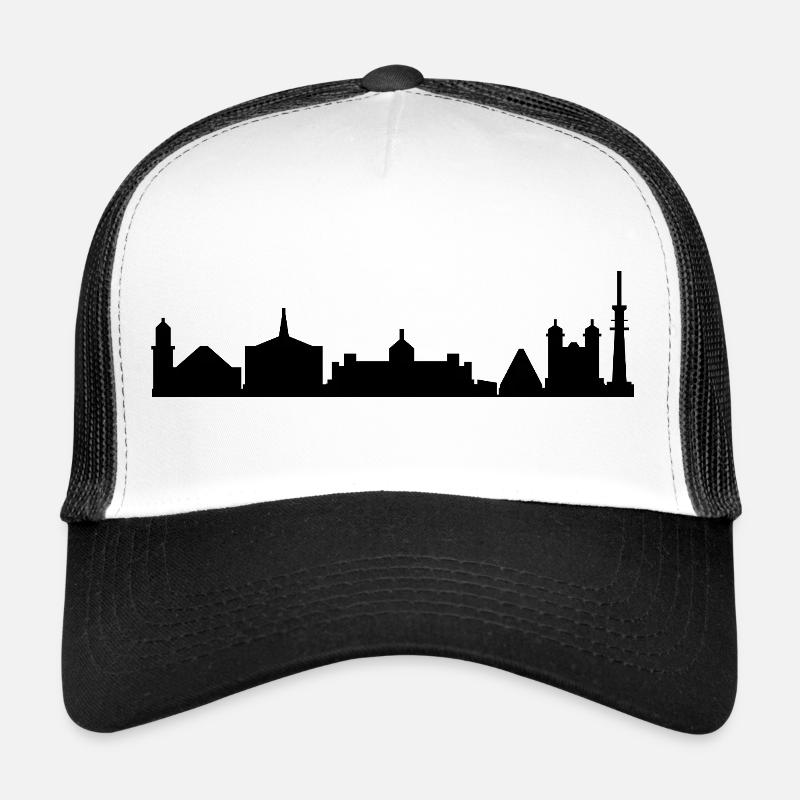 Skyline von Karlsruhe - Trucker Cap - Weiß/Schwarz