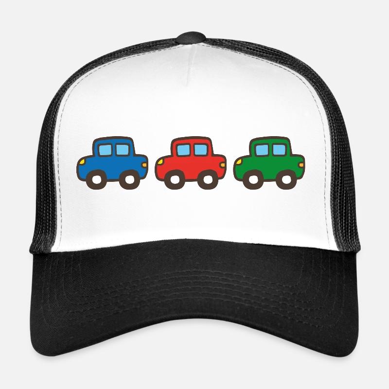drei Autos - Trucker Cap - Weiß/Schwarz