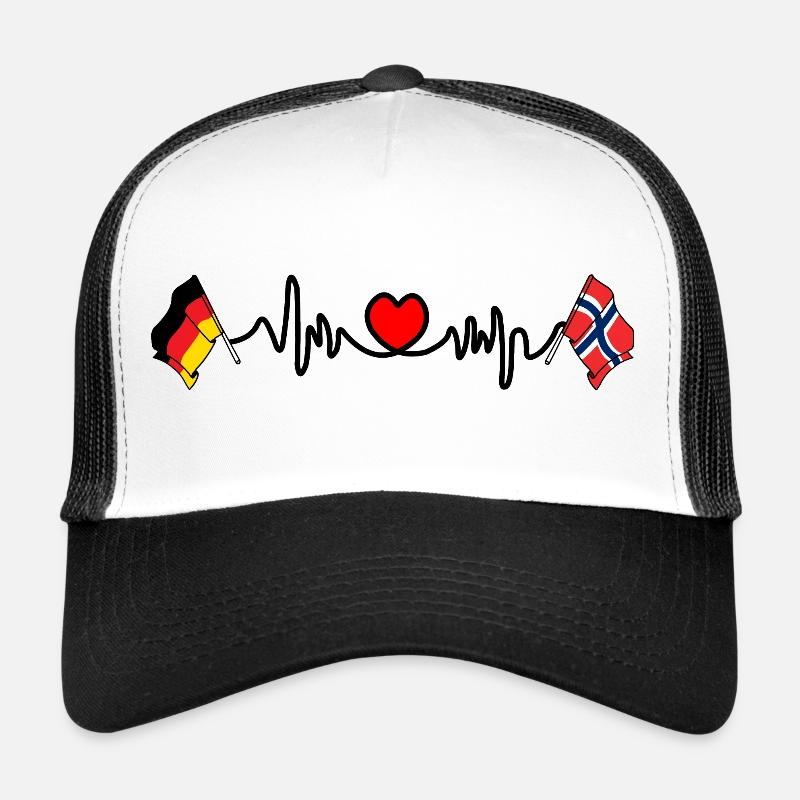 Cardio coeur avec drapeau Allemagne et drapeau Norvège Casquette trucker 