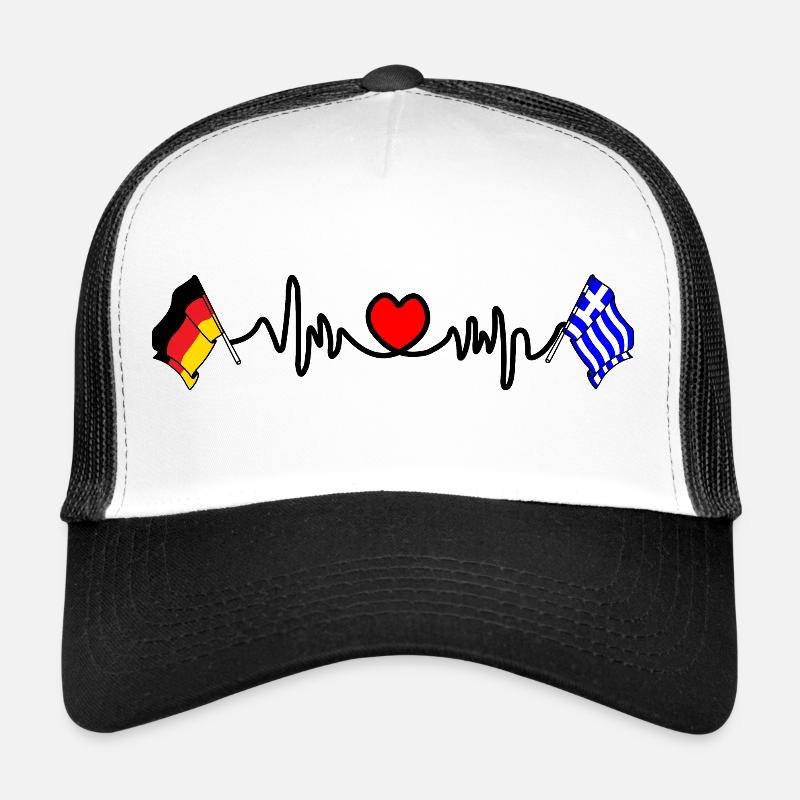 Cardio coeur avec drapeau Allemagne, drapeau Grèce Casquette trucker 