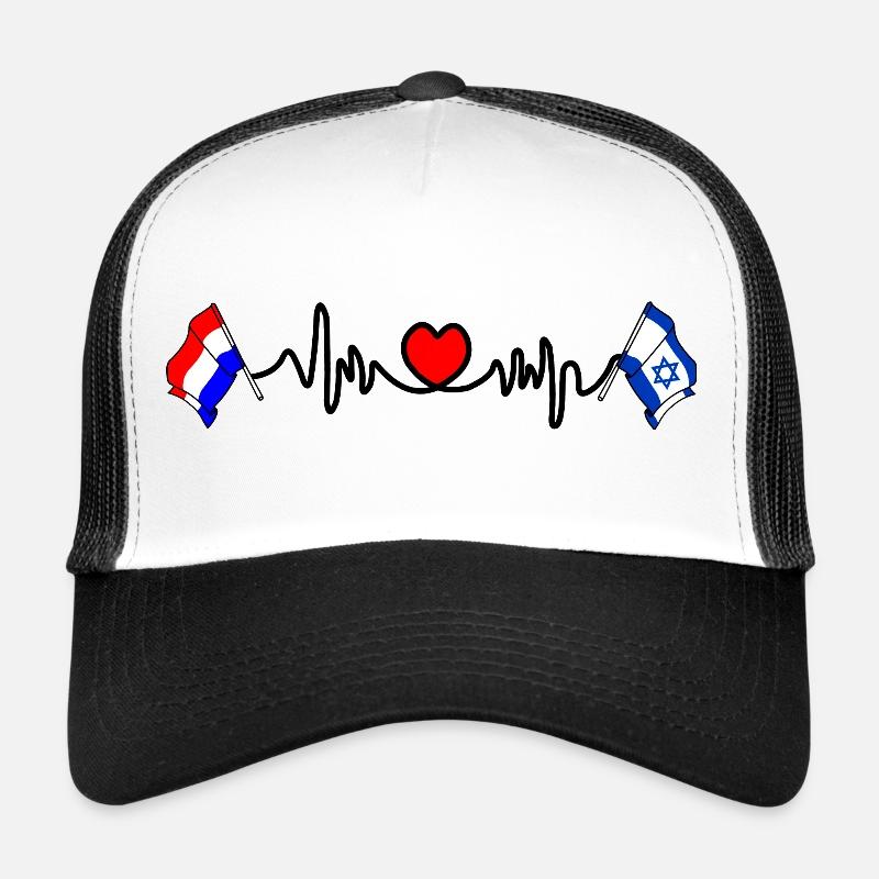 Cardio coeur avec drapeau Pays-Bas, drapeau Israël Casquette trucker 