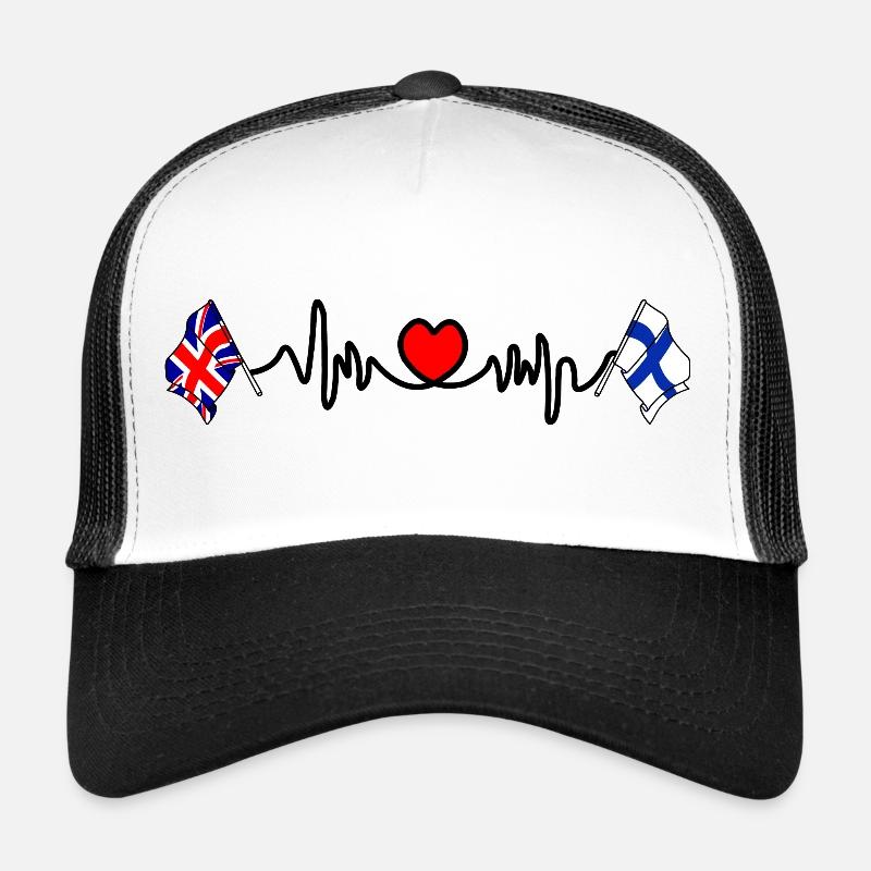 Cardio heart Drapeau Angleterre, drapeau Finlande Casquette trucker 