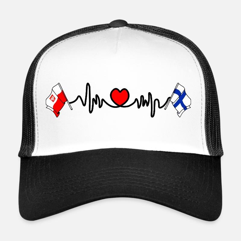 Cardio heart Drapeau Pologne, drapeau Finlande Casquette trucker 