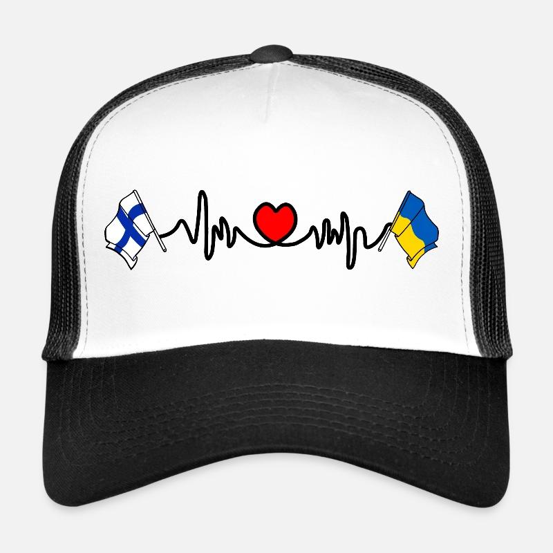 Cardio coeur Drapeau Finlande, drapeau Ukraine Casquette trucker 