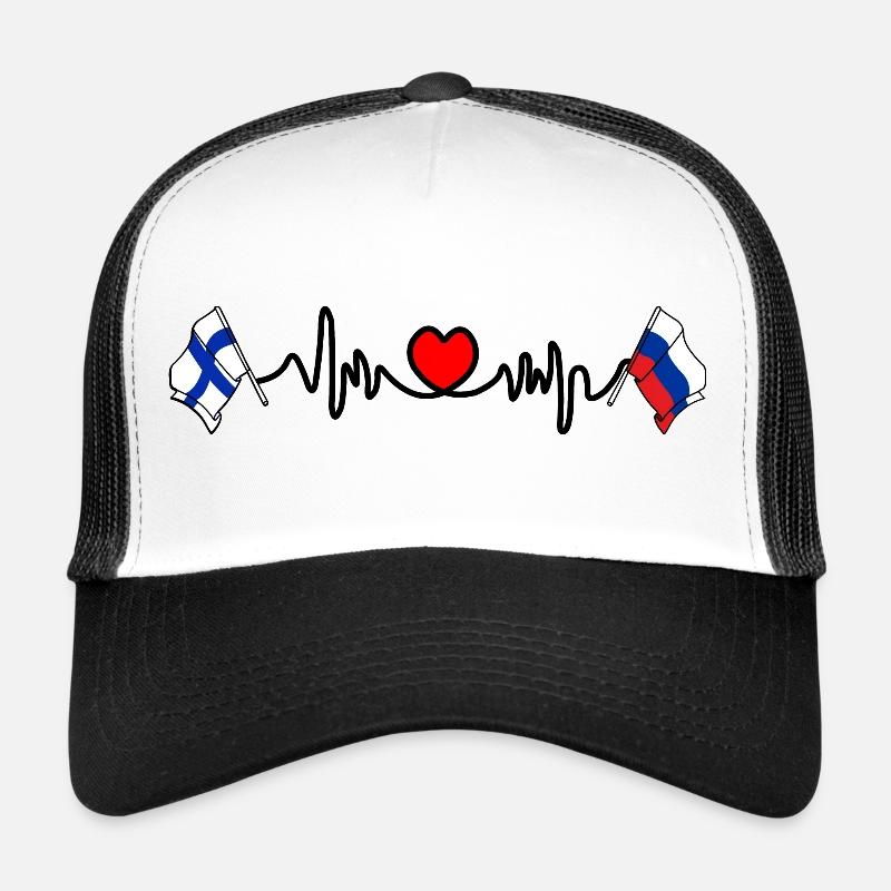 Cardio heart Drapeau Finlande, drapeau Russie Casquette trucker 