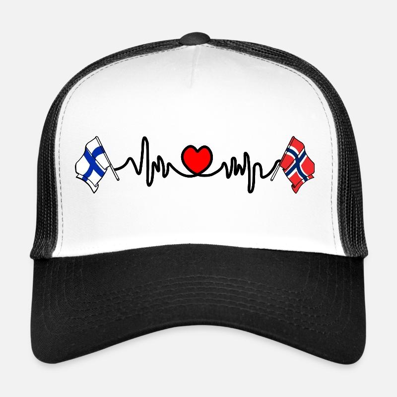 Cardio coeur Drapeau Finlande, drapeau Norvège Casquette trucker 