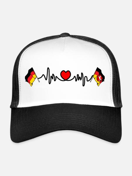 Cardio heart Drapeau Allemagne, drapeau Basse-Saxe - Casquette trucker  - blanc/noir - Devant