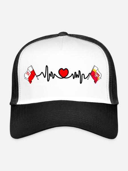 Coeur cardio, Pologne et drapeau Petite Pologne - Casquette trucker  - blanc/noir - Devant