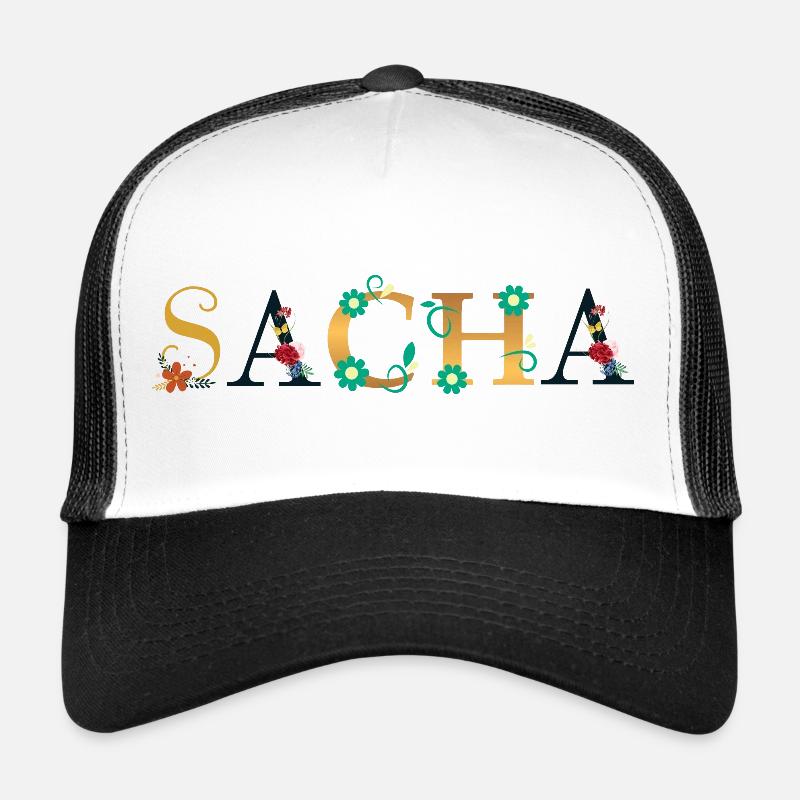 SACHA Name mit Blumen geschmückt Trucker Cap