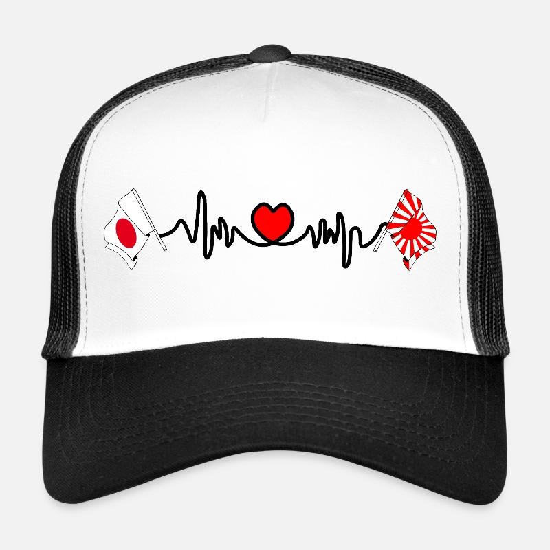 Herzfrequenz mit Japan & aufgehender Sonne Trucker Cap