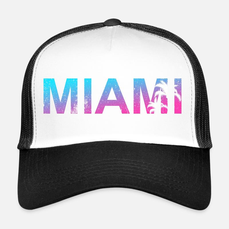 Coucher de soleil des palmiers néon de Miami Casquette trucker 
