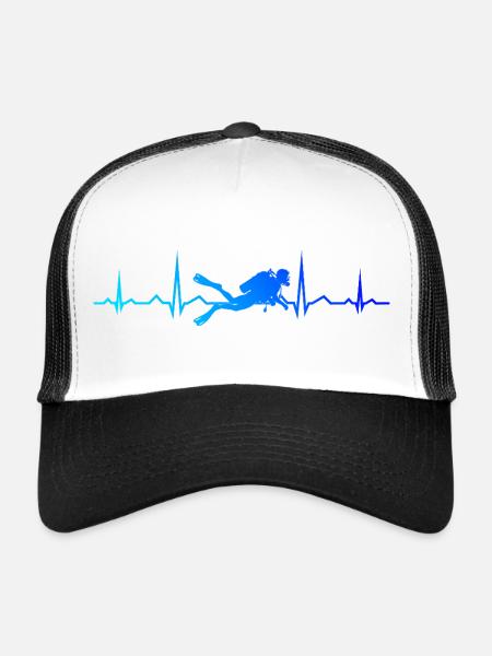 Geschenkidee für einen Freediver mit Gerätetauchen - Trucker Cap - Weiß/Schwarz