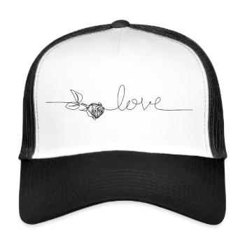 Liebe - und Rosenblume - Trucker Cap - Weiß/Schwarz - Vorne
