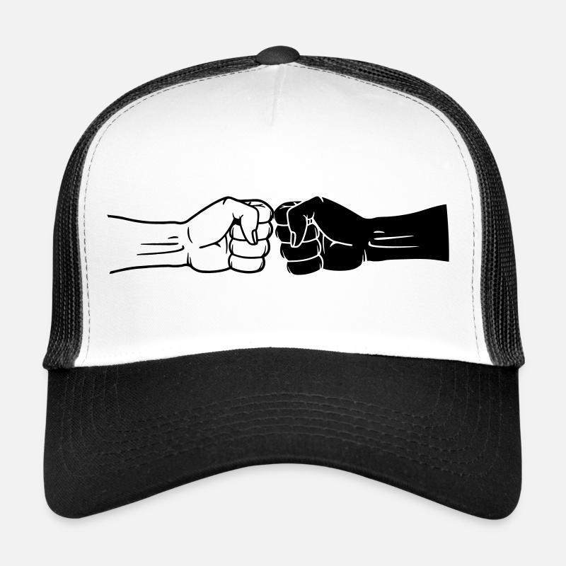 Fists black and white work together Trucker Cap