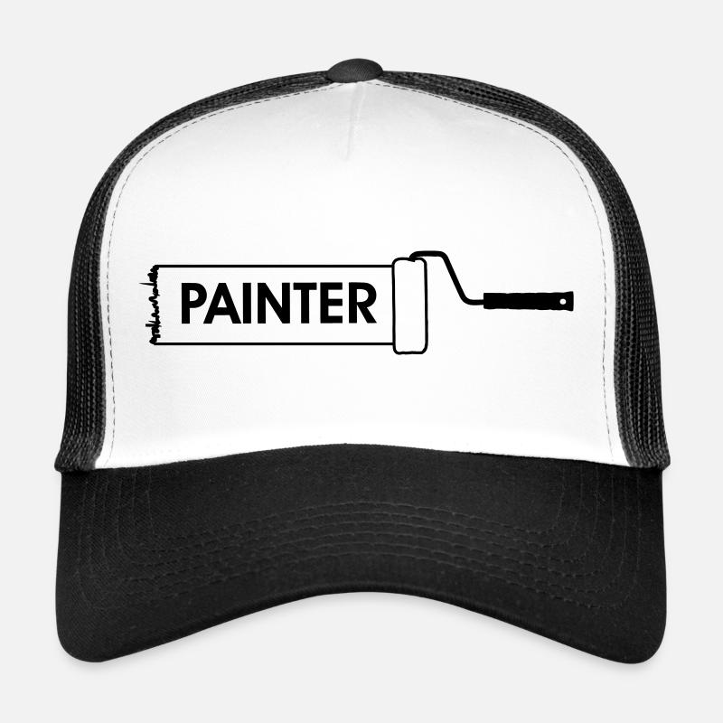 Rouleau de peinture transparent avec texte 'PAINTER' Casquette trucker 