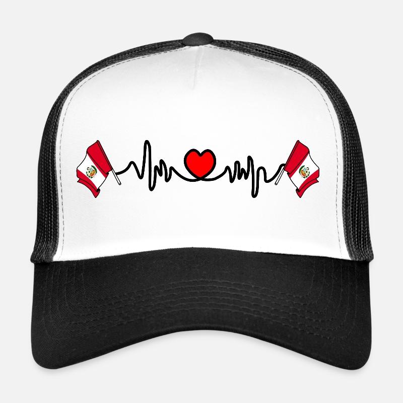 Cardio coeur avec drapeau Pérou Casquette trucker 