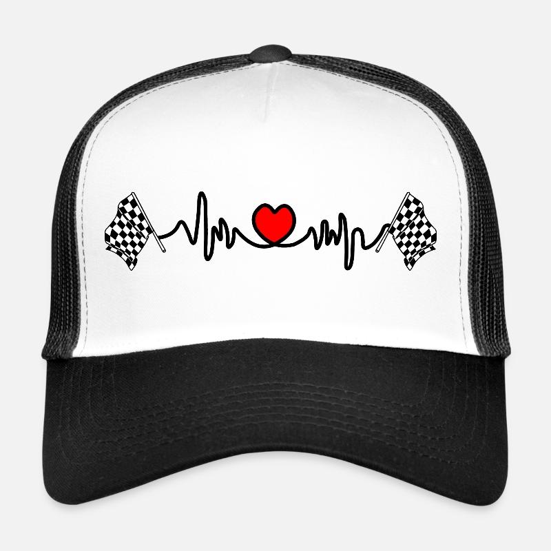 Fréquence cardiaque départ arrivée drapeau cardio pour la course Casquette trucker 