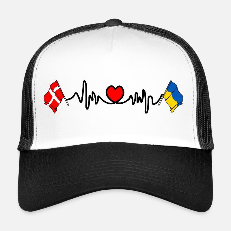 Cardio heart Drapeau Danemark, drapeau Ukraine Casquette trucker 