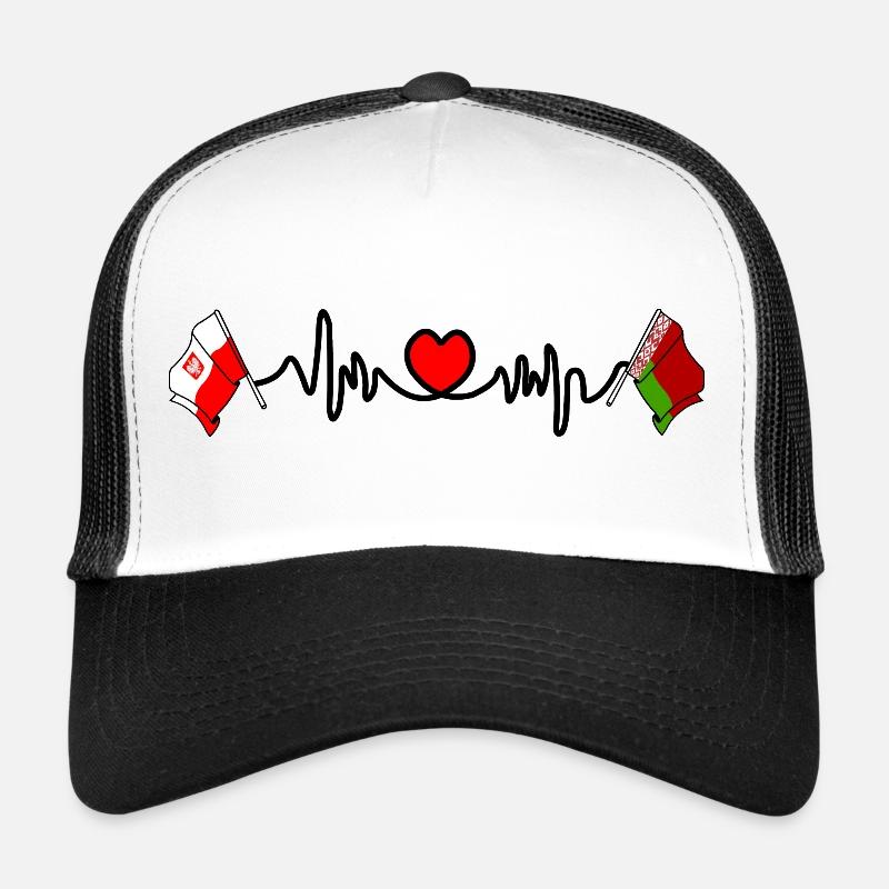 Cardio Heart avec drapeau Pologne, Russie blanche Casquette trucker 