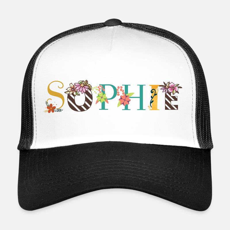 Art du nom SOPHIE avec fleurs brodées Casquette trucker 