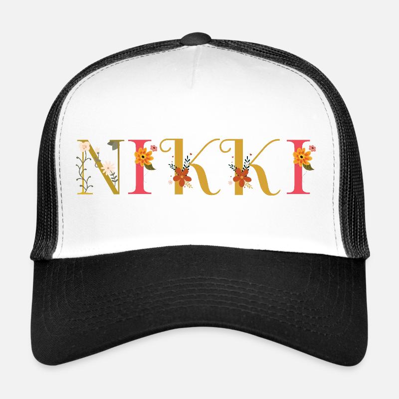Le nom NIKKI est décoré de fleurs Casquette trucker 