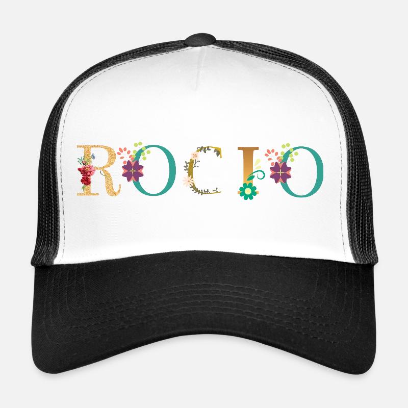 Le nom ROCIO est décoré de fleurs Casquette trucker 