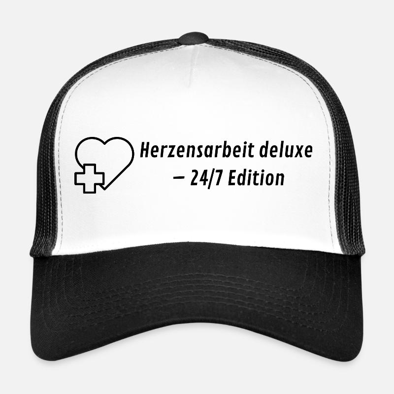 Herzensarbeit deluxe - 24/7 Edition - Trucker Cap - Weiß/Schwarz