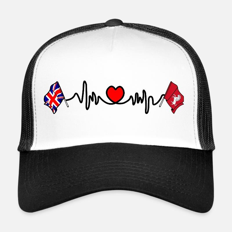 Drapeau du Kent + Battement de cœur + Drapeau du Royaume-Uni Casquette trucker 