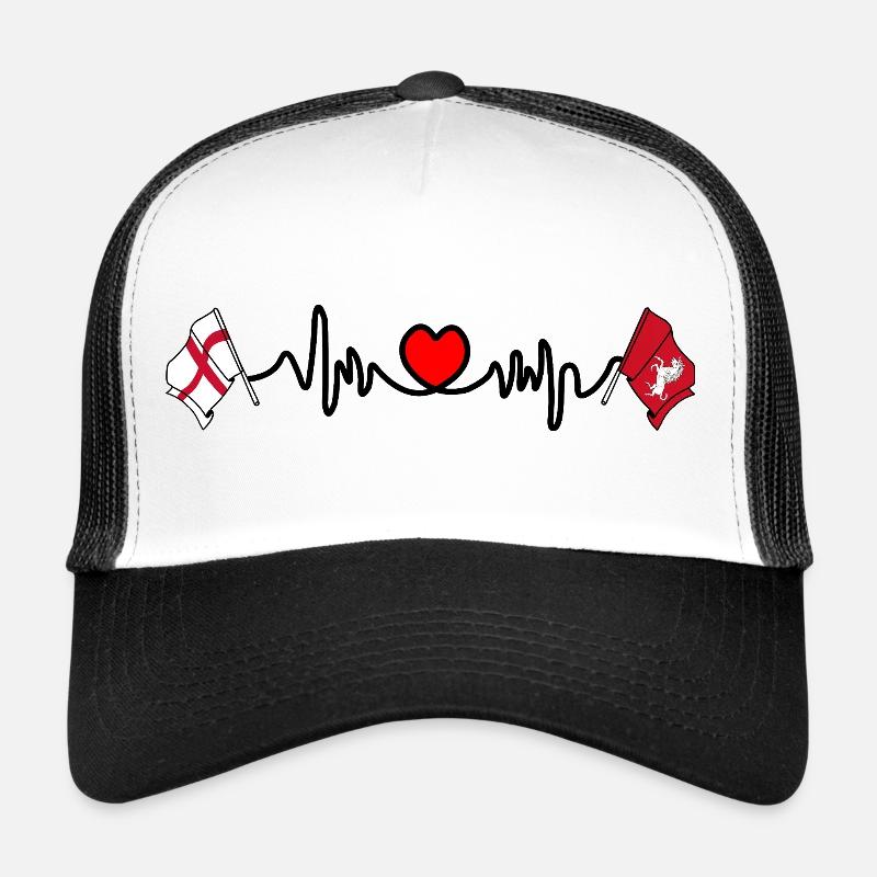 Drapeau du Kent + Battement de cœur + Drapeau de l’Angleterre Casquette trucker 