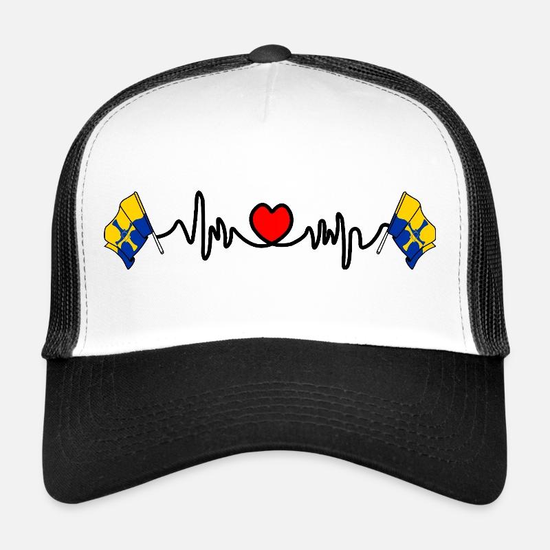 Drapeau de Durham avec battement de cœur Casquette trucker 