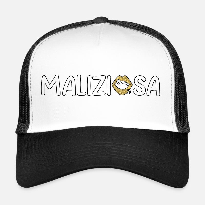 Schelmische Glitzer-Version - Trucker Cap - Weiß/Schwarz