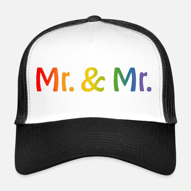 Regenbogen Mr and Mr 1 LGBT lgbtqi queer schwule - Trucker Cap - Weiß/Schwarz