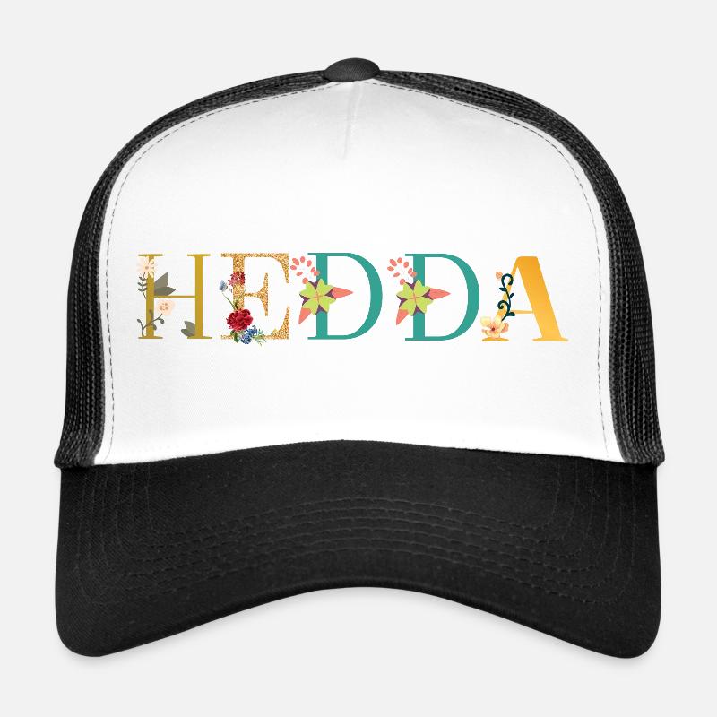 Le nom HEDDA est décoré de fleurs Casquette trucker 