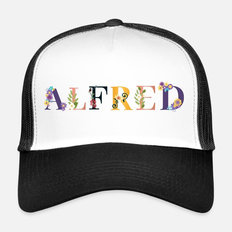 Le nom d’Alfred orné de fleurs Casquette trucker 