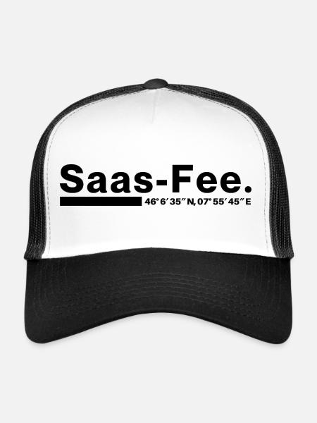 Saas-Fee coordinates Valais Switzerland - Trucker Cap - white/black - Front