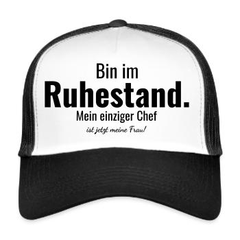 Rente, Ruestand, Verheiratet, Opa, Rentner - Trucker Cap - Weiß/Schwarz - Vorne