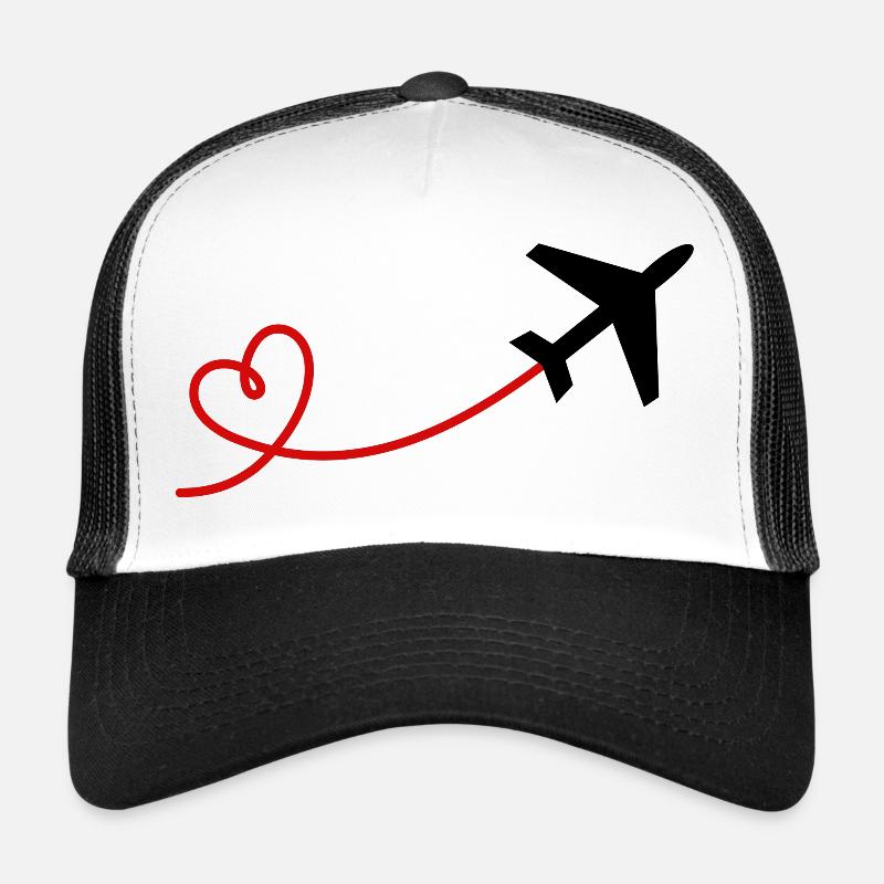 Flugzeug Flieger mit Herz in schwarz rot Trucker Cap