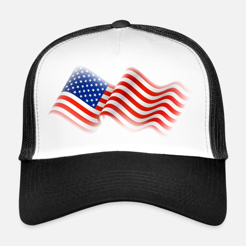 Drapeau américain - Casquette trucker  - blanc/noir