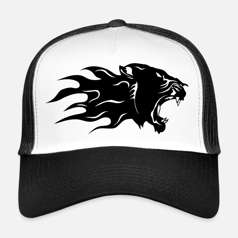 panthere schwarz Flamme Profil 3 Trucker Cap