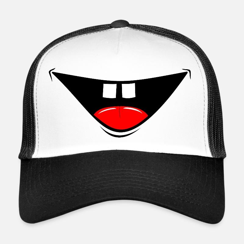 Maske Comic Lachen - Trucker Cap - Weiß/Schwarz
