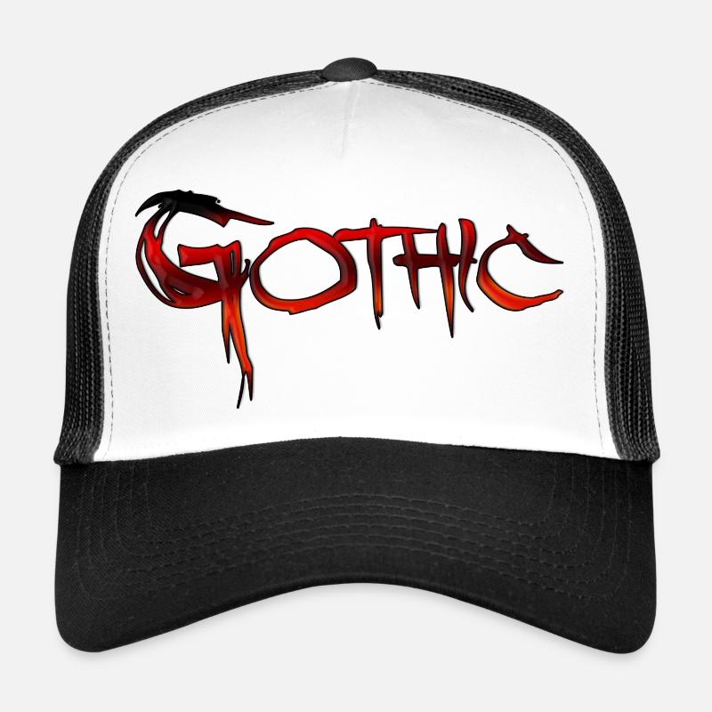 Écriture gothique - Casquette trucker  - blanc/noir