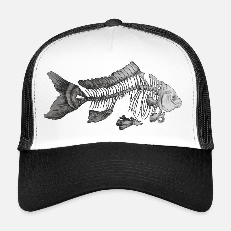 Poisson en noir Blanc Casquette trucker 