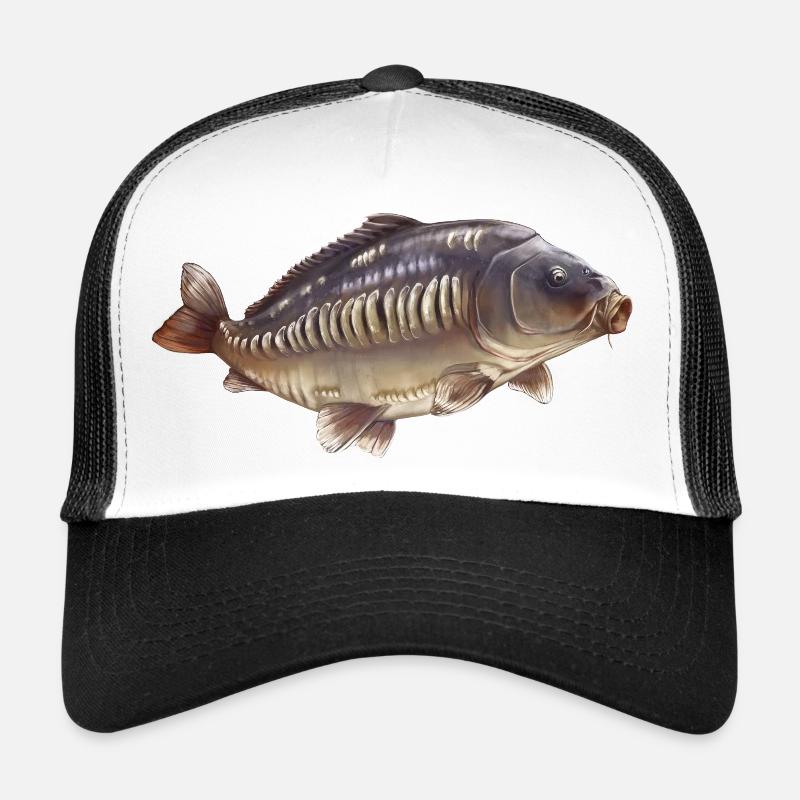 Conception de la pêche à la carpe miroir Pêcheur réaliste Casquette trucker