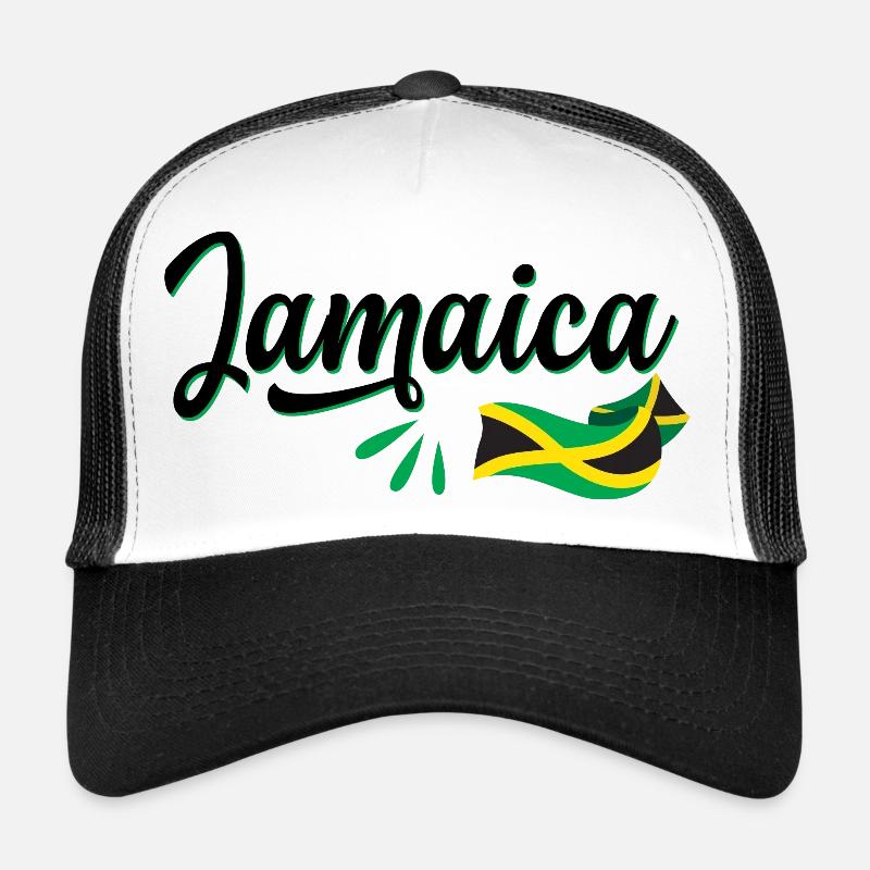 Jamaica flag and stylized Jamaican script Trucker Cap