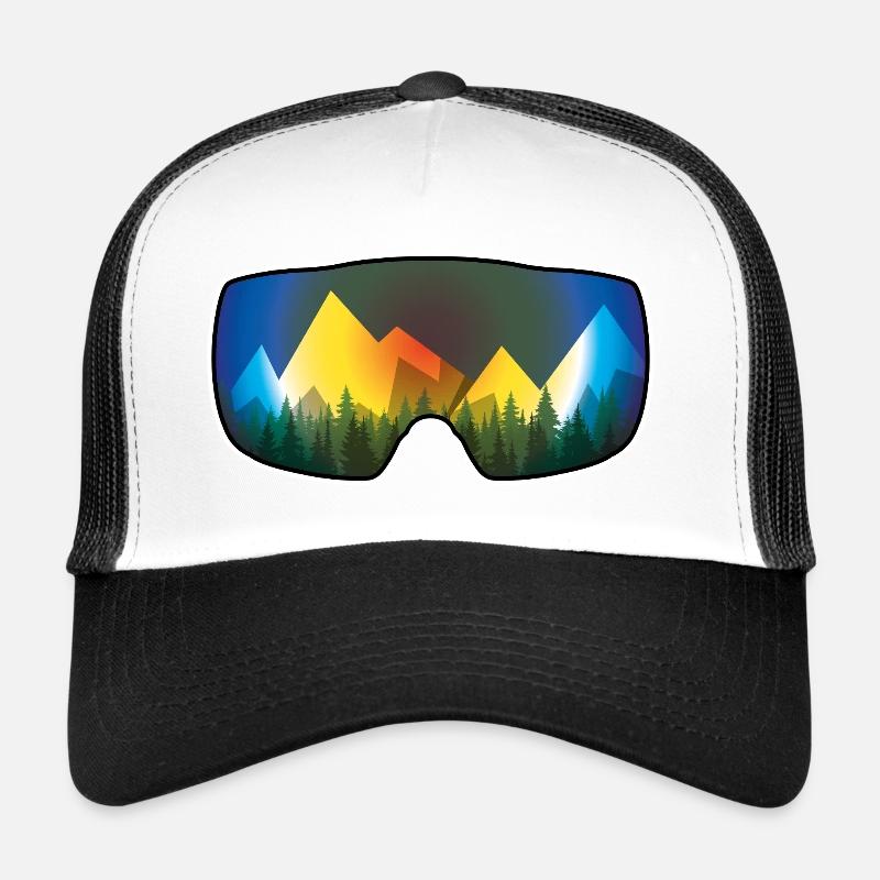 Ski und Snowboard Brille mit Panorama - Trucker Cap - Weiß/Schwarz